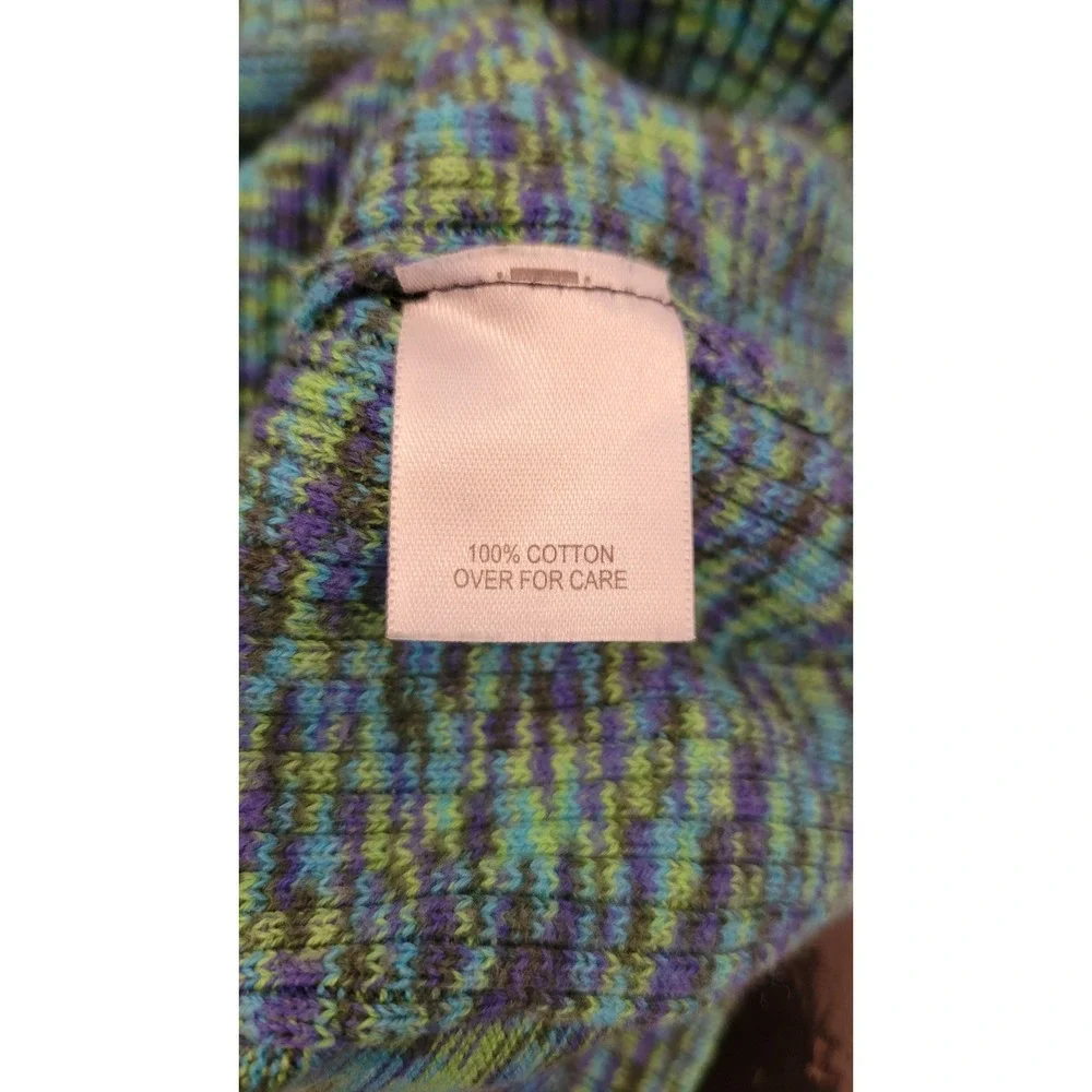 Relativity Space Dye Marled Knit Sweater Green Blue Crewneck Womens Medium